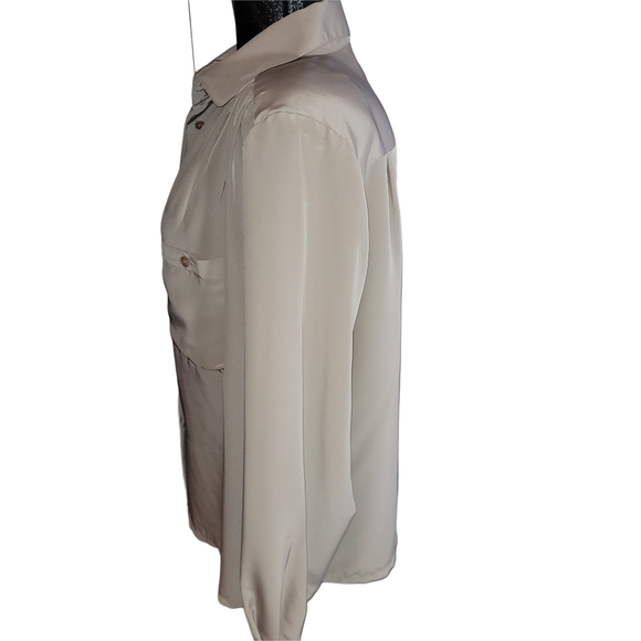 Vintage Al Jean Beige Button-Up Blouse 18 - Picture 4 of 6